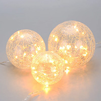 LED Crackled Glass Globe, Warm White LED 