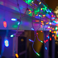 One Piece Construction M5 LED Icicle Lights, White Wire, Multi LED