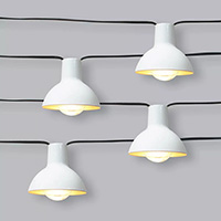 Clear G50 Patio String Lights, Metal Shade, Black Wire