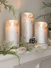 Real Wax Metallic Flameless Pillar Candles