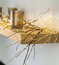 1.5M Lighted Birch Garland, Warm White LED