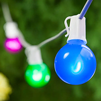 LED Filament Opaque Multi G50 Globe Patio String Lights, White Wire