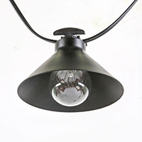 Clear G50 Globe Patio String Lights, Metal Shade, Black Wire