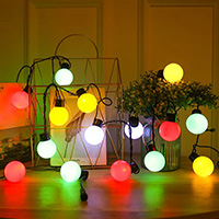 LED  Opaque Jumbo Globe String Lights, Multi LED, Black Wire