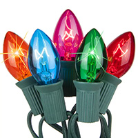 Screw in Multi C7 String Lights, Green Wire