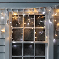 Outdoor Connectable Bullet Warm White LED  Icicle Lights, Rubber Wire