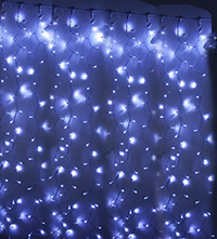 Outdoor Connectable Bullet White LED Curtain Lights, Rubber Wire