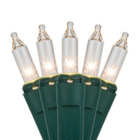 UL/CSA Listed Clear Mini String Lights, Green Wire