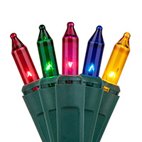 UL/CSA Listed Multi Color Mini String Lights, Green Wire
