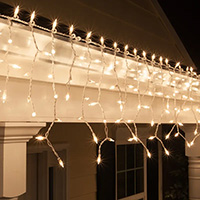 UL/CSA Listed Clear Mini Icicle Lights, White Wire