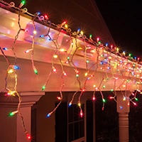 UL/CSA Listed Multi Color Mini Icicle Lights, White Wire