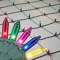 UL/CSA Listed Multi Color Mini Net Lights, White Wire