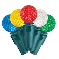UL/CSA Listed Faceted Sphere LED String Lights, Green Wire