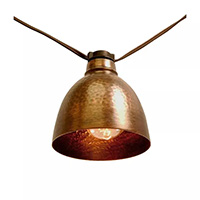 Clear Edison Bulb Patio String Lights, Metal Copper Shade, Brown Wire