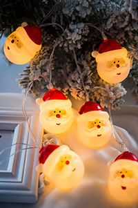 LED Color Painted Santa, Warm White, Clear Wire 