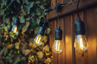 LED Filament S14 Suspended Patio String Lights, Black Wire
