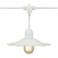 S14 Filament LED Patio Lights White Metal Shades, White Wire