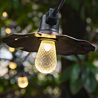 Faceted S14 LED Patio Lights, Copper Shades, Black Wire