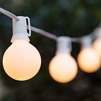 Opaque G50 Globe Patio String Lights, White Wire
