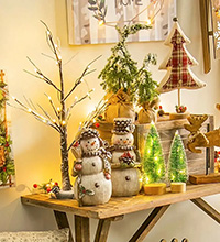 LED Tabletop Snowy Tree, Warm White LED