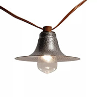 Clear Edison Bulb Patio String Lights, Metal Shade, Brown Wire