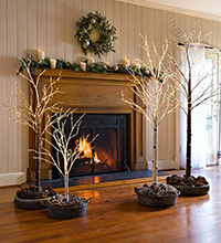 LED Firefly Wire Lights Snowy Brown Tree, Warm White LED