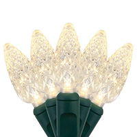 One Piece Construction C6 LED String Lights, Green Wire