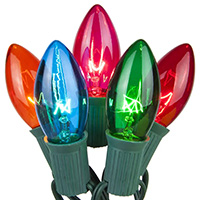Screw in Multi C9 String Lights, Green Wire